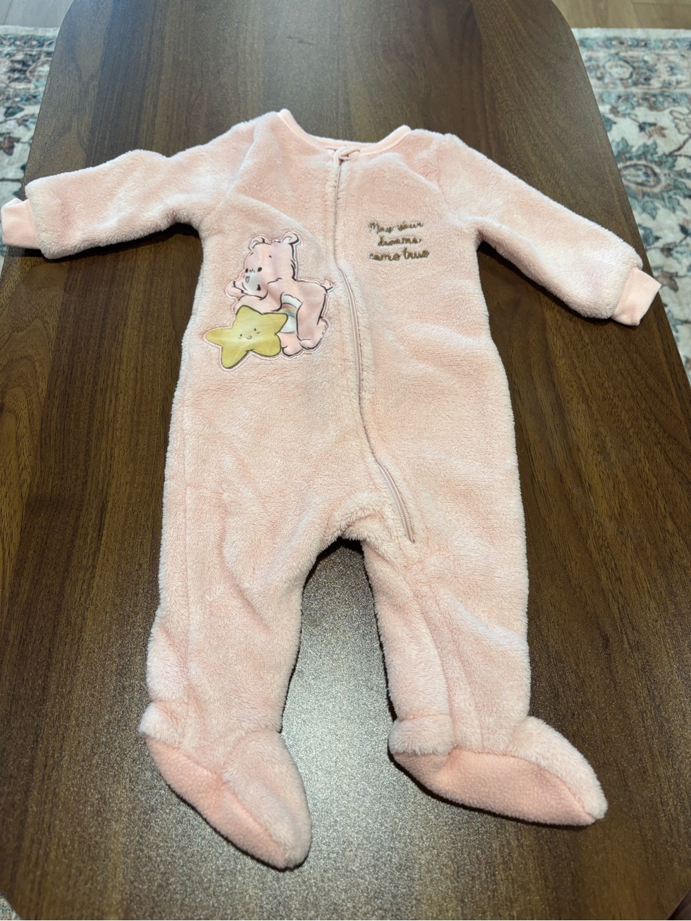Soft Pink Plush Footed One-Piece for Baby